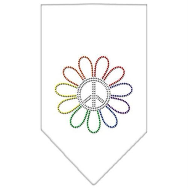 Unconditional Love Rainbow Peace Flower Rhinestone Bandana White Large UN788265